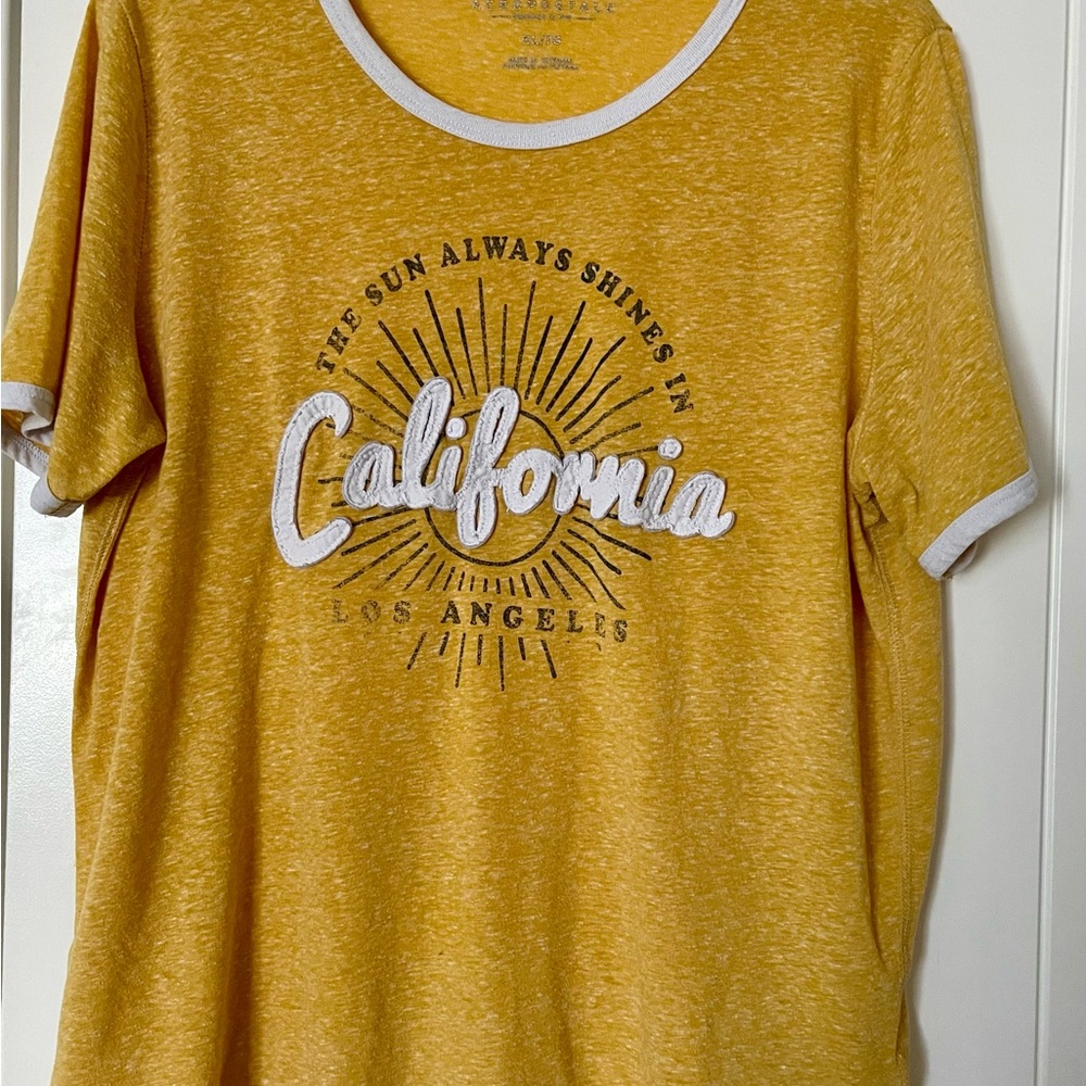 Aeropostale Yellow Short Sleeve Tee California Graphic